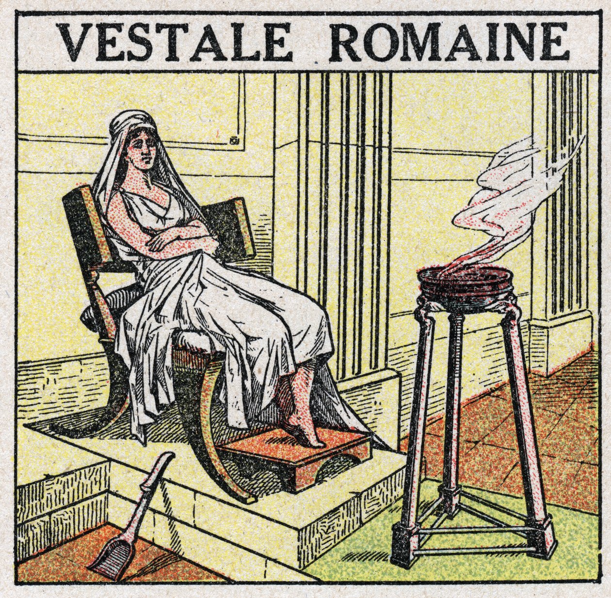 Zdroje světla: vestálka v římské říši k udržování posvátného ohně, který nesmí být nikdy uhasitelný. Anonymní ilustrace z roku 1925. Soukromá sbírka. od Anonymous Anonymous