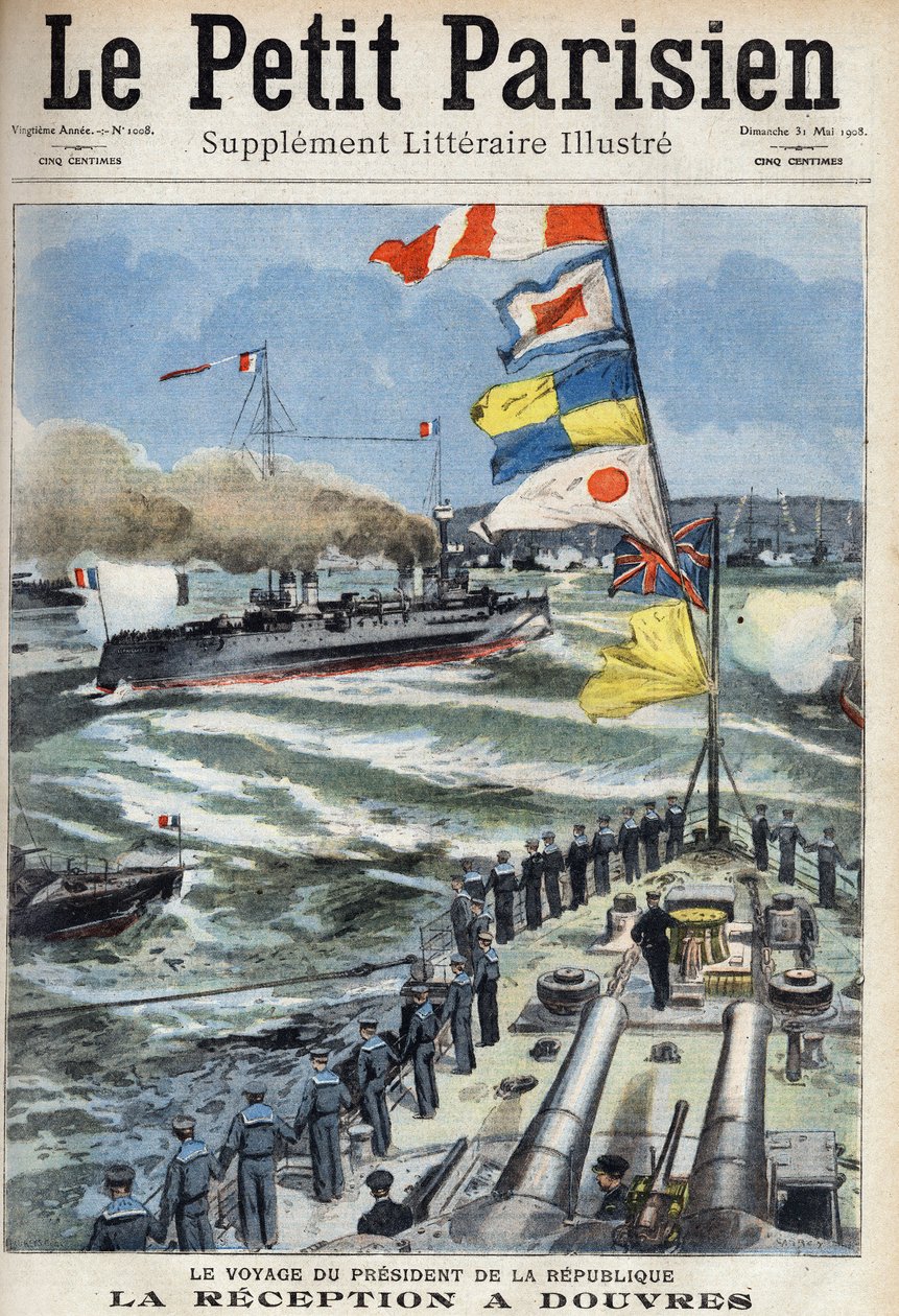 Cesta prezidenta Francouzské republiky Armanda Fallierese (1841-1931): recepce v anglickém Doveru. Jeden z novin „“Le petit parisien““ dne 31.05.1908. Soukromá sbírka. od Anonymous Anonymous