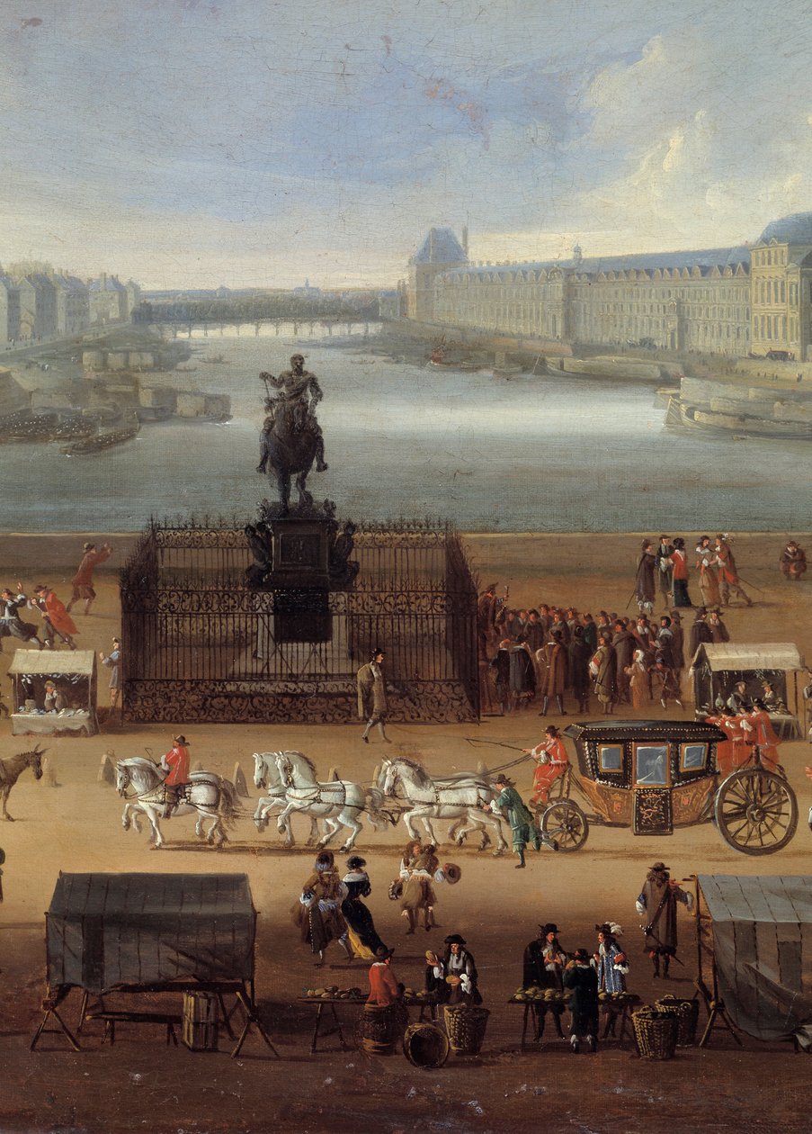 Provoz na Pont Neuf v Paříži v 17. století Detail. Anonymní malování. Paříž, Musee Carnavalet od Anonymous Anonymous