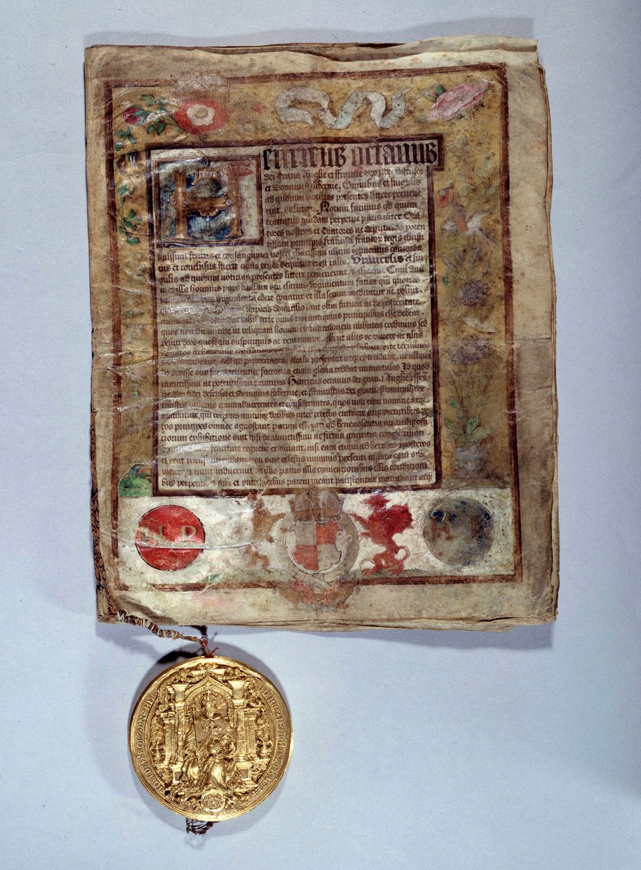 Amienská smlouva v srpnu 1527, spojenectví mezi králem Jindřichem VIII. a francouzským králem Františkem I. proti císaři Karlu V. V. Paříž, Národní archiv od Anonymous Anonymous