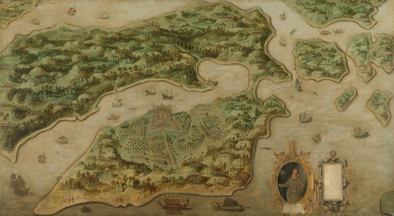 Pohled na Ambon, kolem roku 1617 (olej na plátně) od Anonymous Anonymous