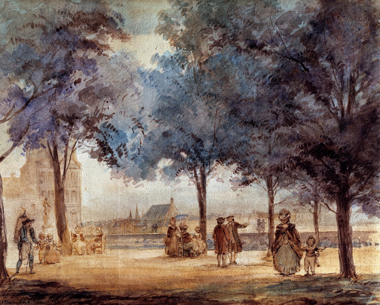 Pohled na terasu Tuileries v Paříži v roce 1786. od Anonymous Anonymous