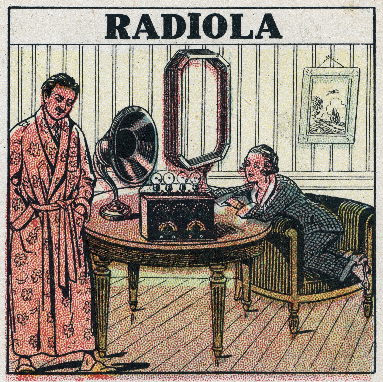 Bezdrátová telefonie: radiostanice Radiola. Anonymní ilustrace z roku 1925. Soukromá sbírka. od Anonymous Anonymous