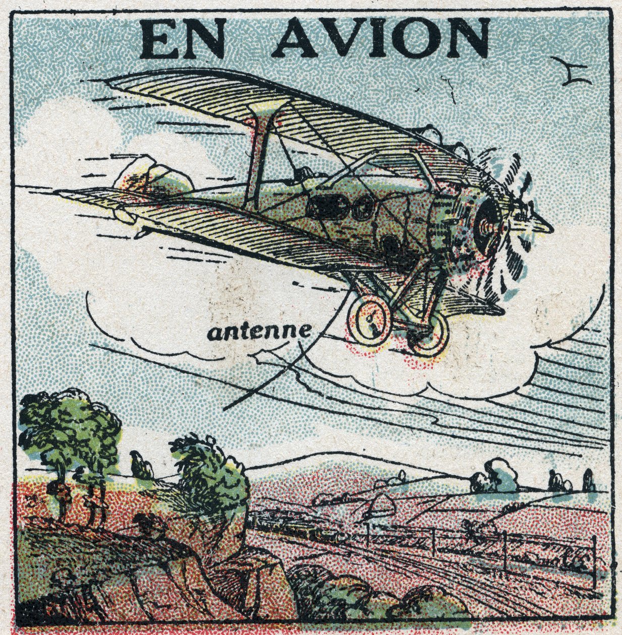 Bezdrátové telefonování: letadlem. Anonymní ilustrace z roku 1925. Soukromá sbírka. od Anonymous Anonymous