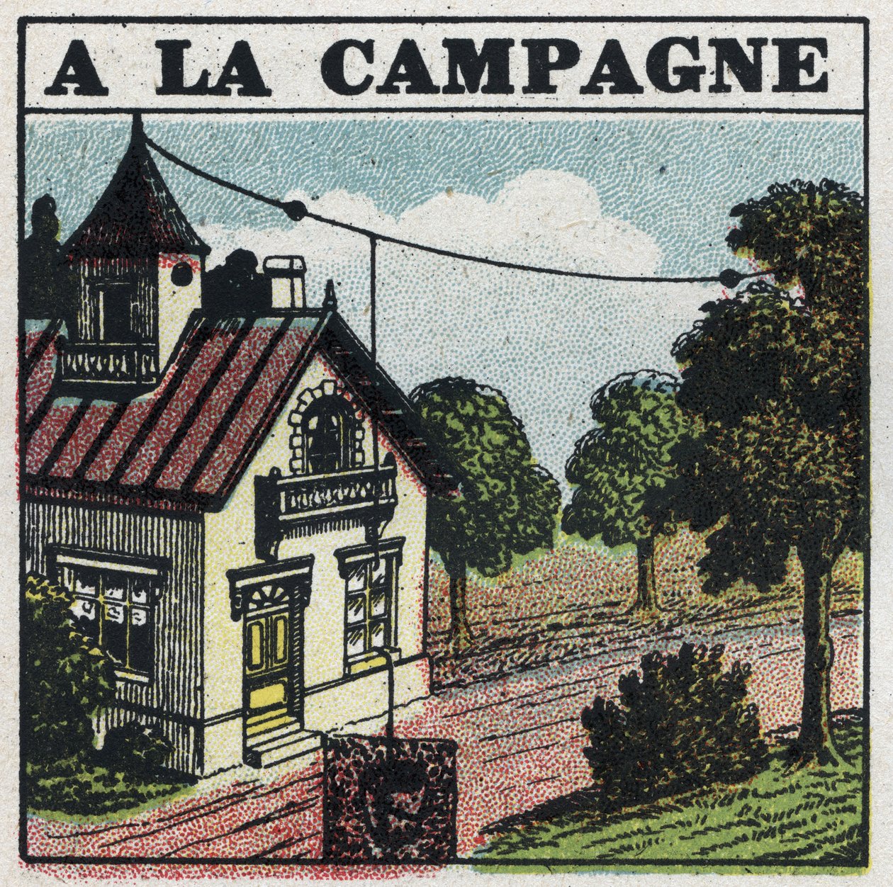 Bezdrátové telefonování: na venkově. Anonymní ilustrace z roku 1925. Soukromá sbírka. od Anonymous Anonymous