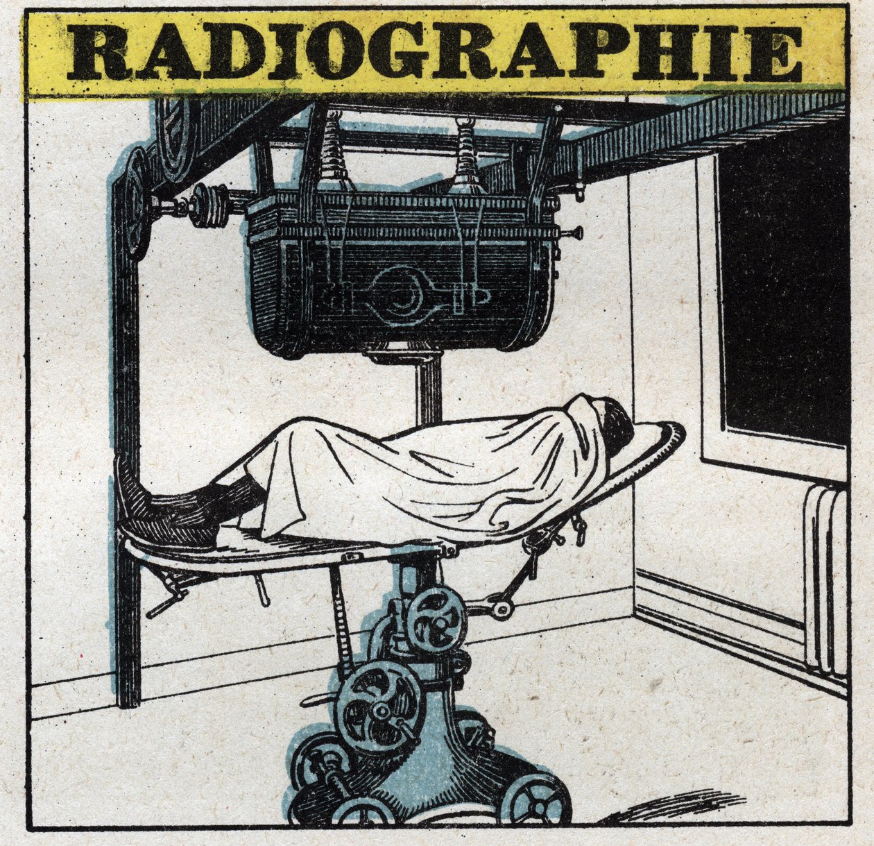 Rentgenové záření: Rentgenový přístroj. Anonymní ilustrace z roku 1925. Soukromá sbírka. od Anonymous Anonymous
