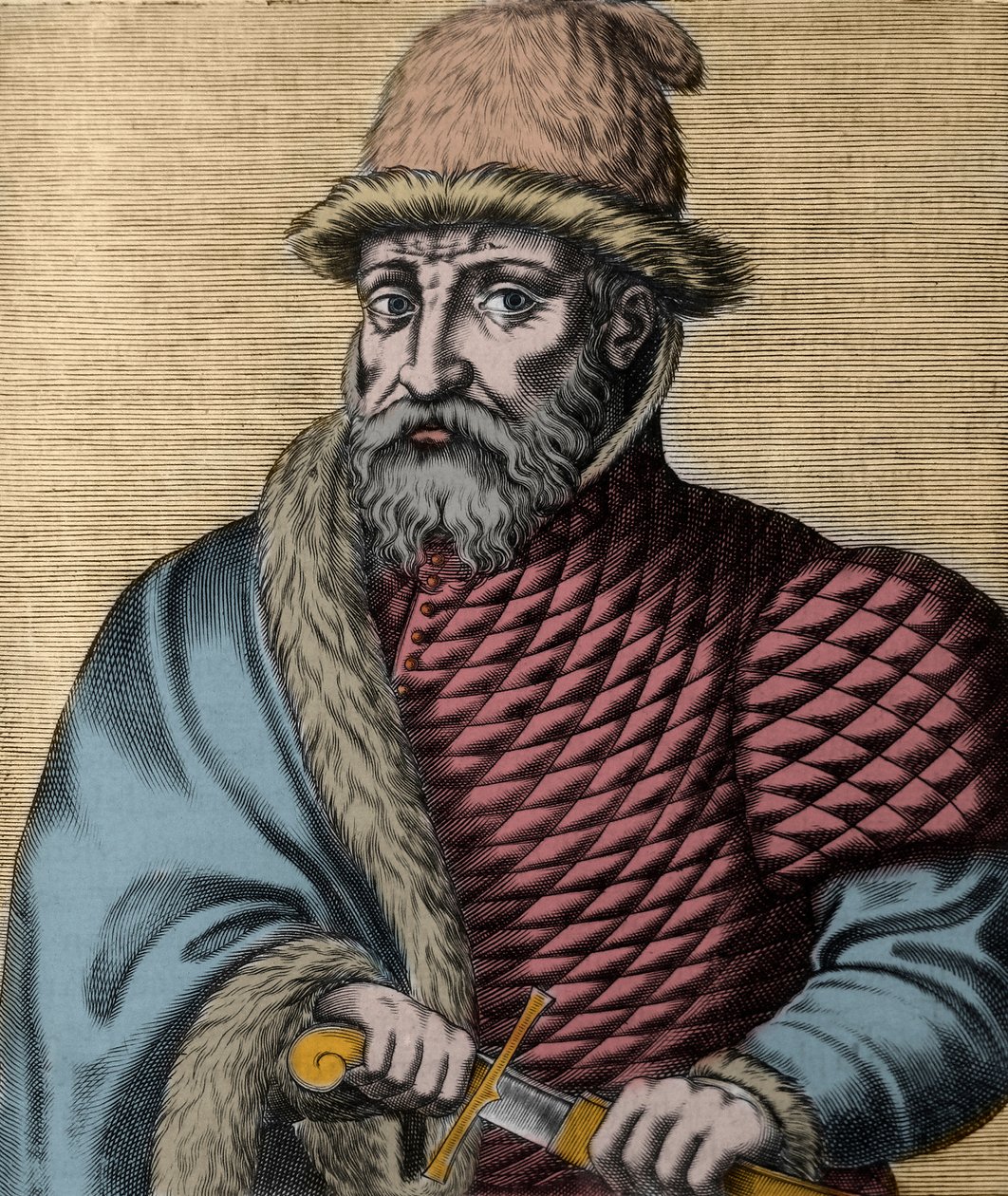 portrét Timura (Tamerlane) (Taimur, Timur Lenk, Timur i Lneg, Tamburlaine nebo Taimur-e-Langfrom) (1336-1405) rytina z „“ Histoire de l’Hommes plus illustres““ od Thevet, Paříž od Anonymous Anonymous