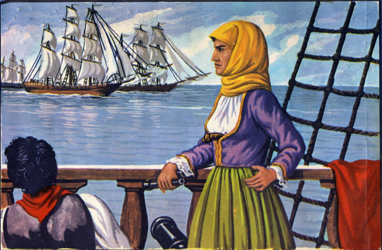 znázornění hrdinky řecké nezávislosti Bubulina (Bouboulina) Laskarina (1771-1825) podle plakátu. od Anonymous Anonymous