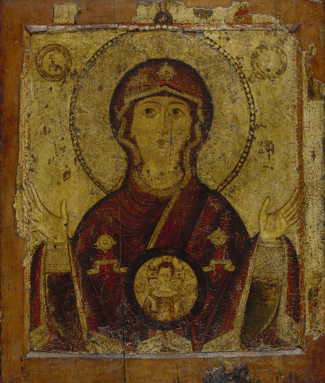 Panna Maria ze znamení, počátek 13. století. od Anonymous Russian icon painter