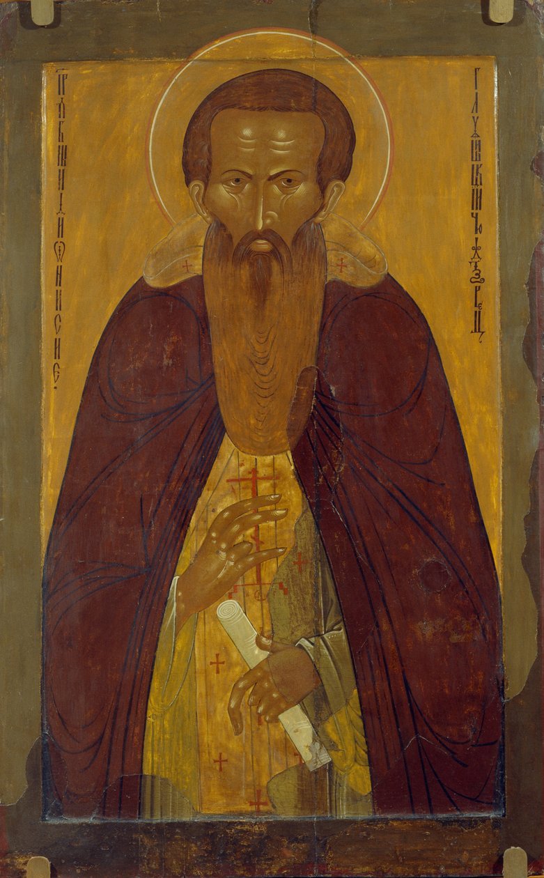 Svatý Dionysius Glushitsky 1363-1437, 17. století od Anonymous Russian icon painter