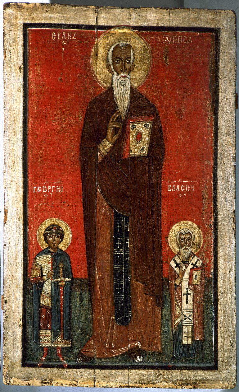 Saint John Climacus se Saint George a Saint Blaise, druhá polovina 13. století od Anonymous Russian icon painter
