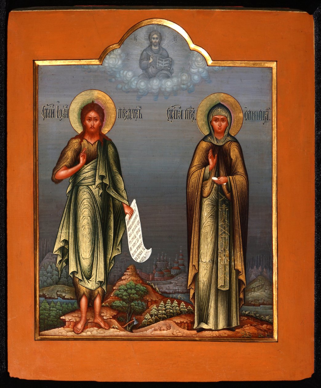 Svatý Jan Předchůdce a Svatá Olympie Diakonka, konec 19. století. od Anonymous Russian icon painter