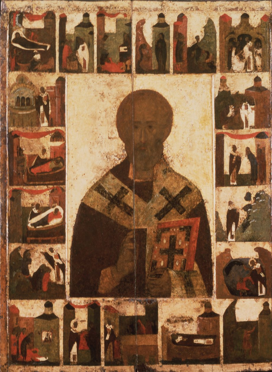Svatý Mikuláš s výjevy z jeho života, 14. století od Anonymous Russian icon painter