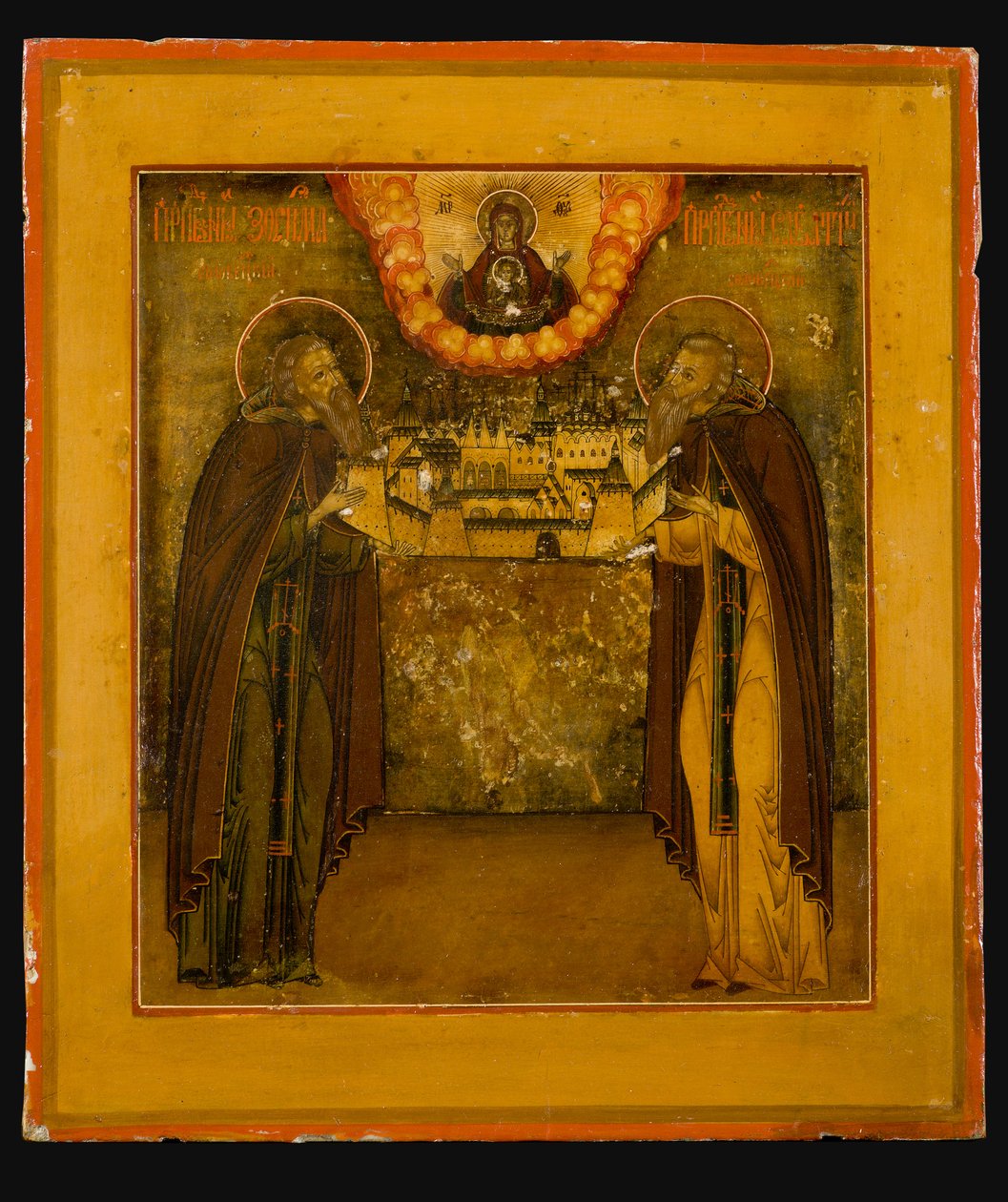 Svatí Zosima a Savvatiy ze Solovek, konec 18. stol. od Anonymous Russian icon painter