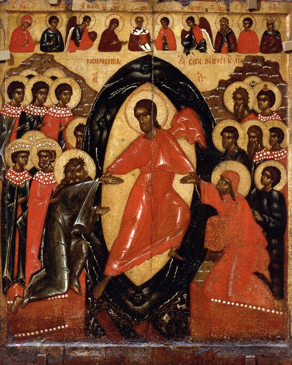 Sestup do pekla s Deesis a vybranými svatými, konec 14. století. od Anonymous Russian icon painter
