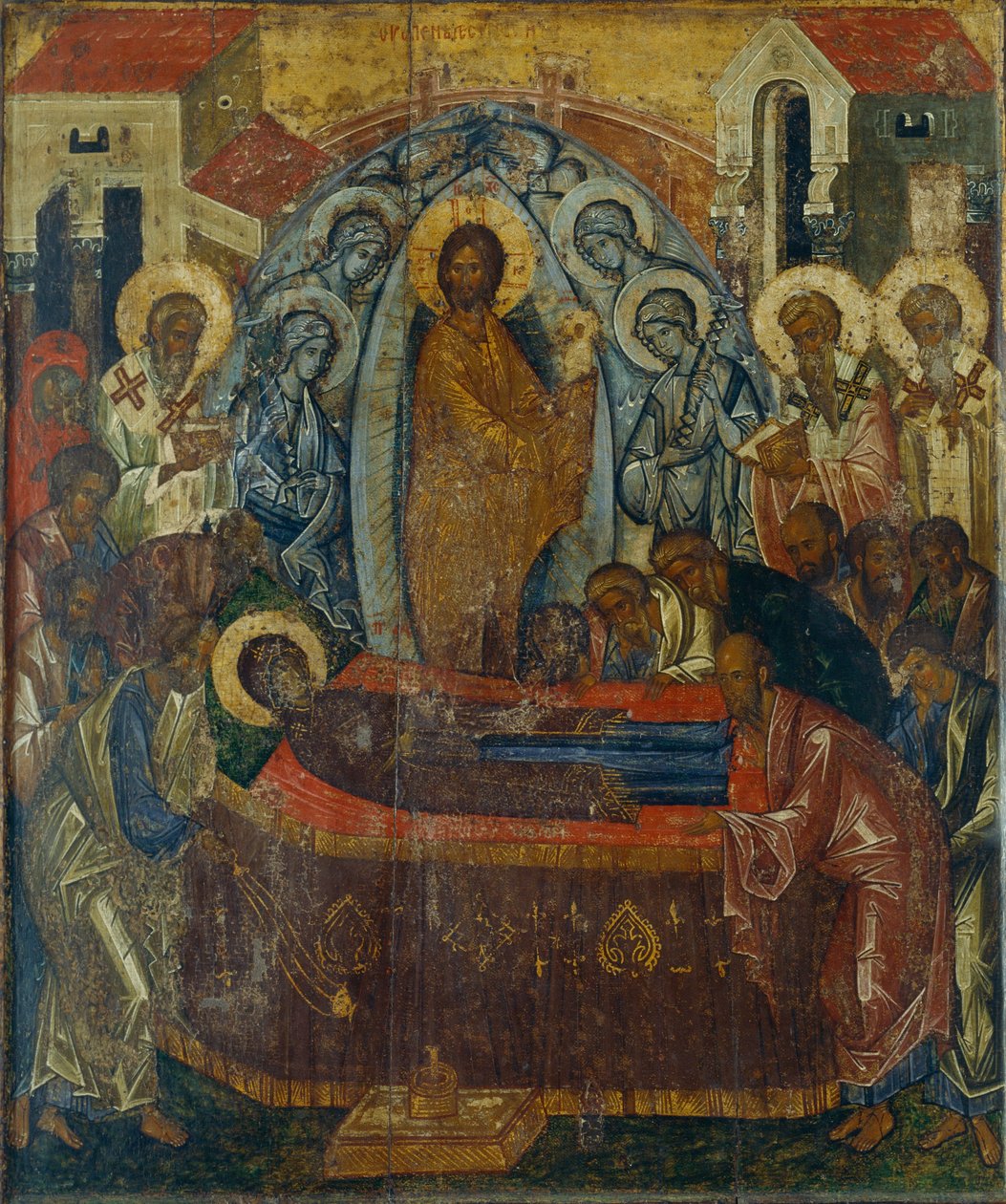 Usnutí Panny Marie, počátek 15. století. od Anonymous Russian icon painter