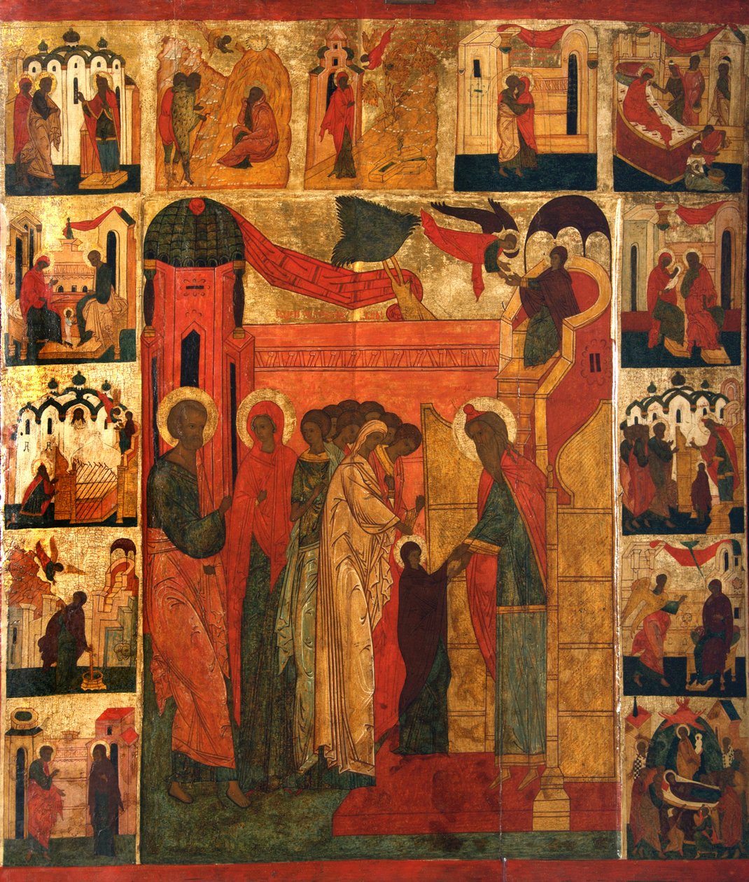 Vstup Přesvaté Bohorodice do chrámu, 16. století od Anonymous Russian icon painter