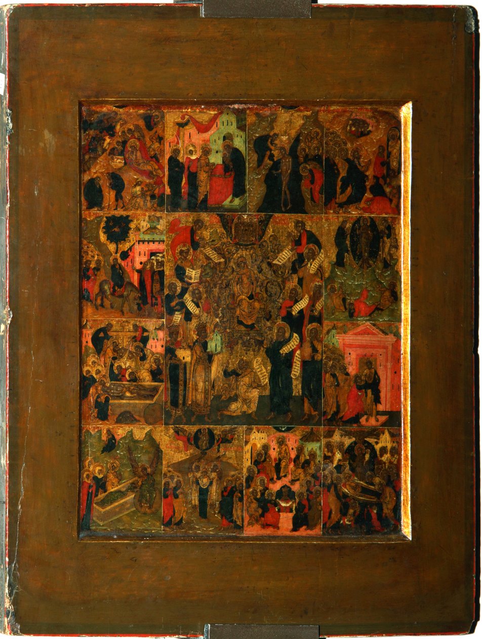 Oslava Panny Akathist Hymnus k Nejsvětější Bohorodice, počátek 17. stol. od Anonymous Russian icon painter