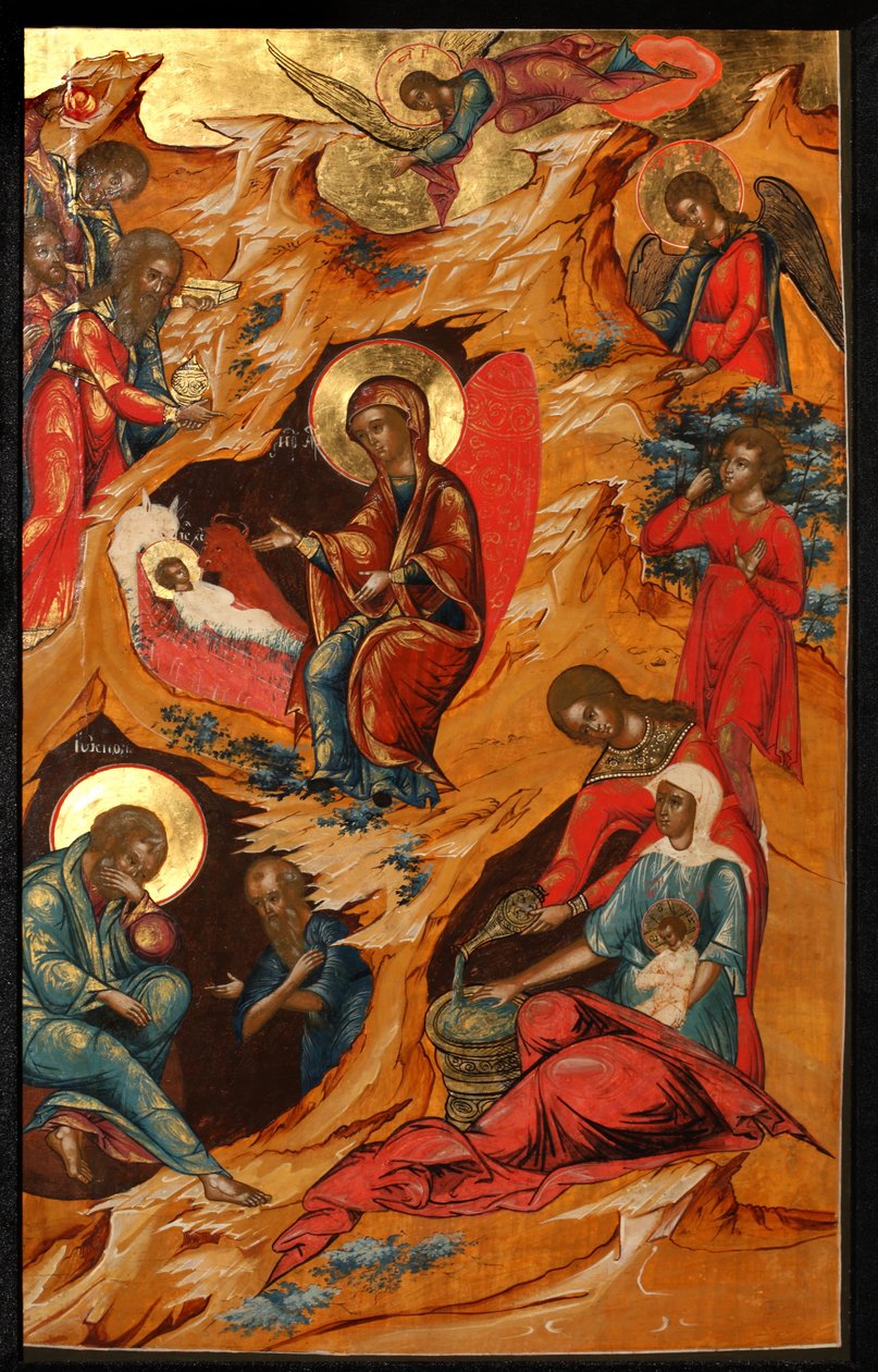 Narození Krista, 18. století od Anonymous Russian icon painter