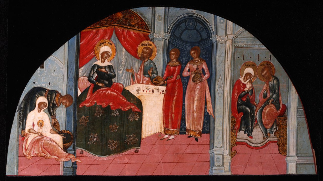 Narození Panny Marie, služebnice z 19. století. od Anonymous Russian icon painter