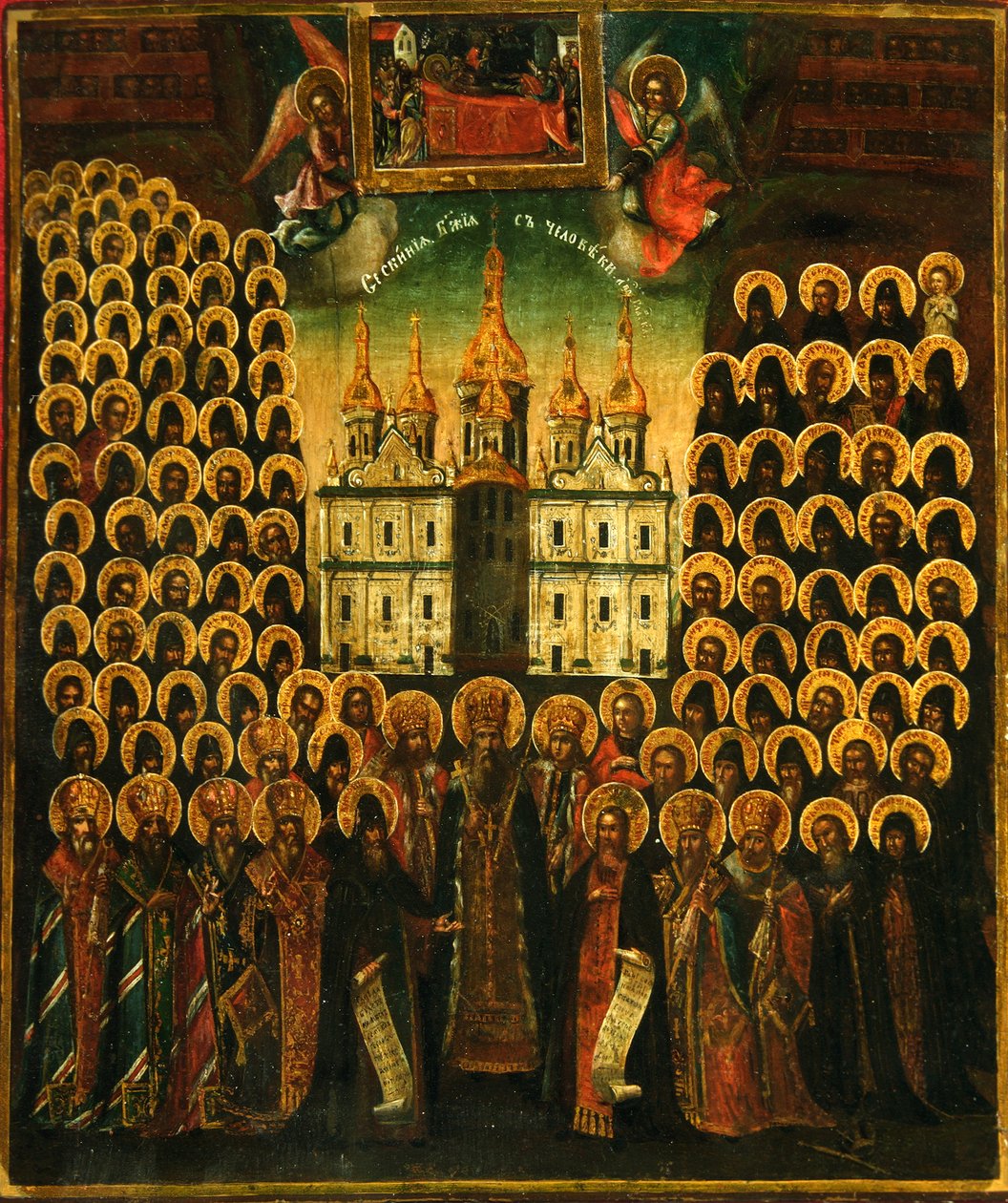 Synaxis svatých Kyjevských jeskyní, druhá polovina 18. století. od Anonymous Russian icon painter