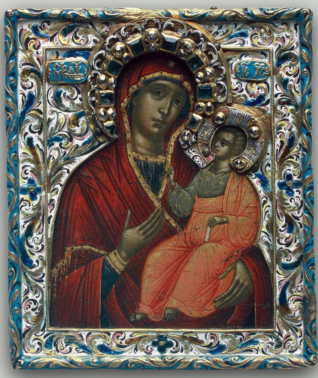 Theotokos of Tikhvin, konec 17. století od Anonymous Russian icon painter
