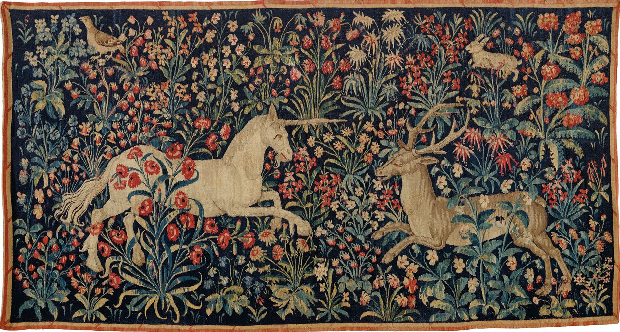 Jednorožec a jelen v poli květin, c. 1500. od Anonymous master.