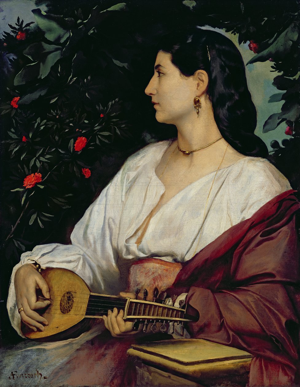 Hráč na mandolínu, 1865 od Anselm Feuerbach