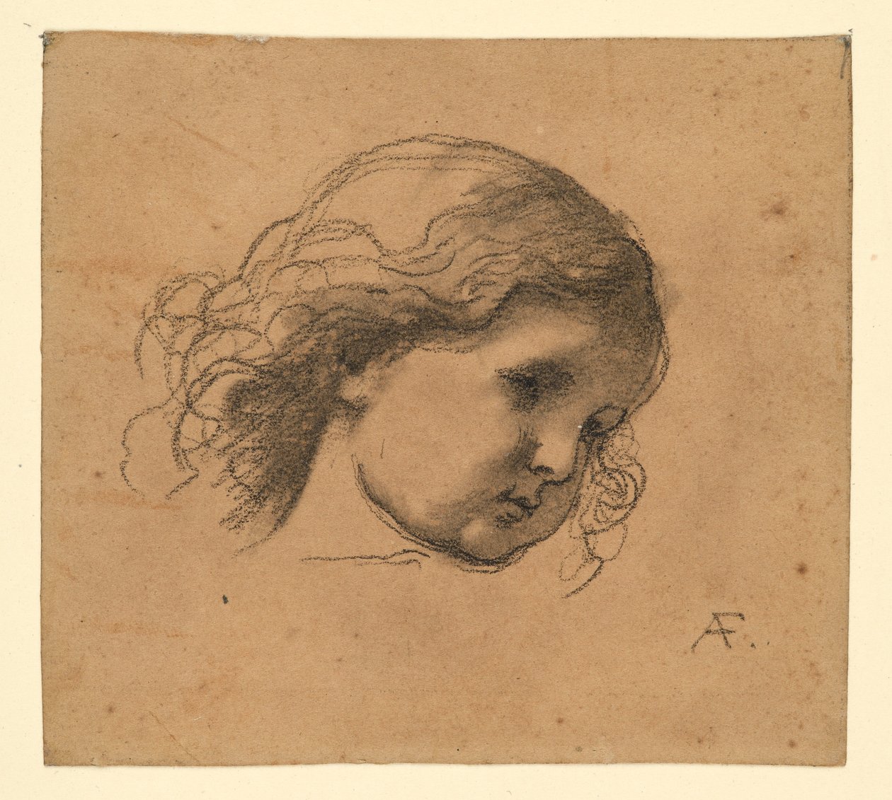 Kudrnatá dětská hlavička od Anselm Feuerbach