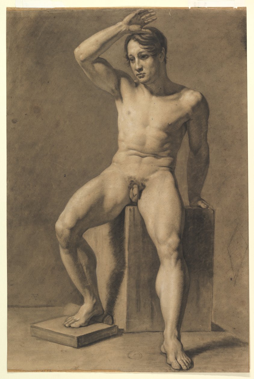 Sedící mužský akt (líc); Kráčející mužský akt (rub) od Anselm Feuerbach