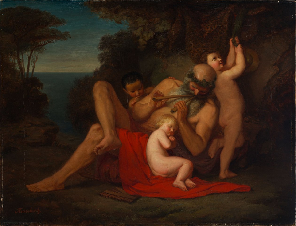 Silenus se spícím chlapcem Bakchem od Anselm Feuerbach