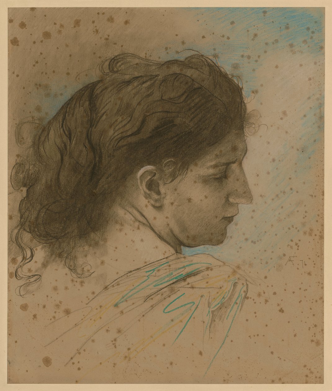 Studijní hlava ženy od Anselm Feuerbach