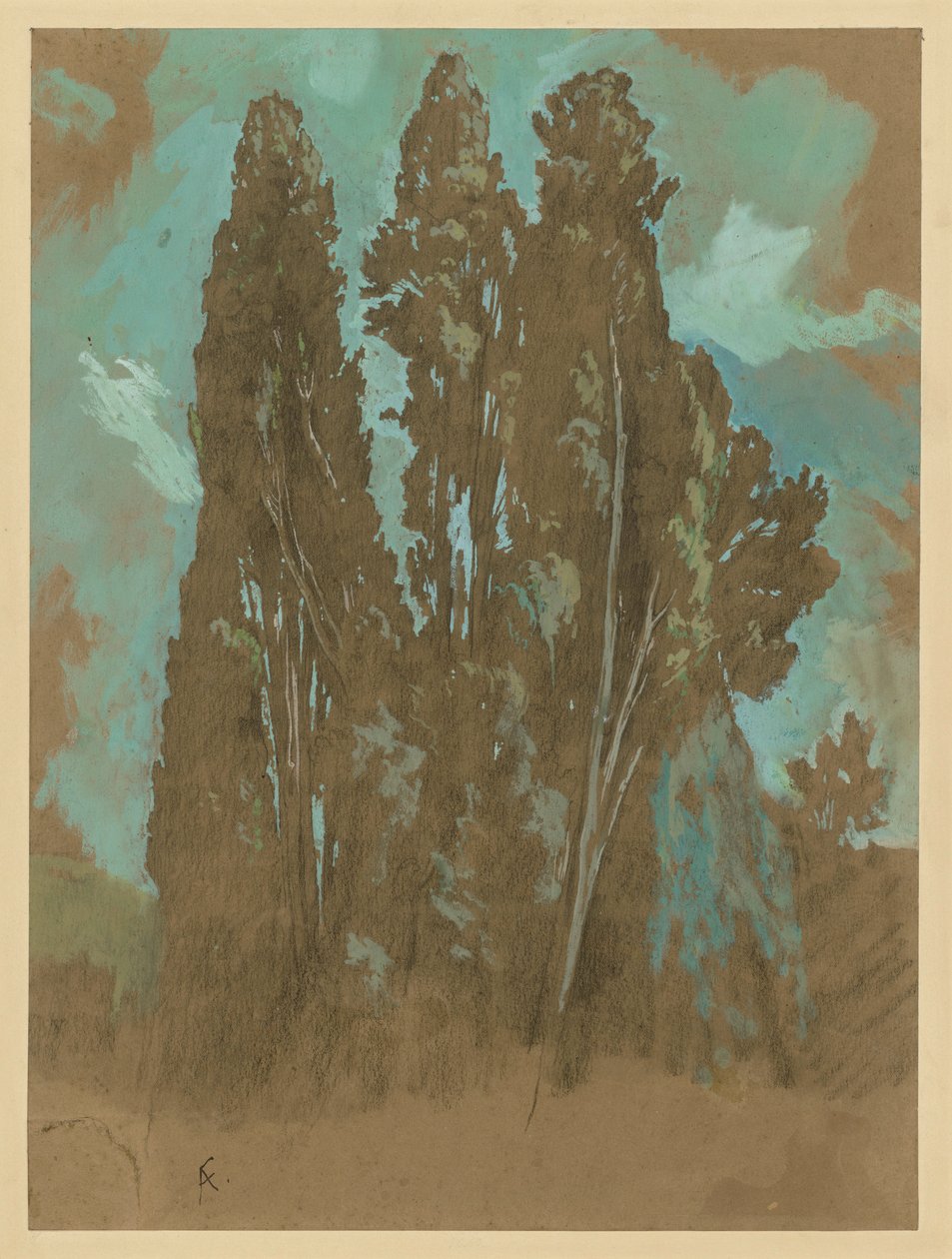Studie o cypřiších od Anselm Feuerbach