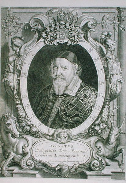 August mladší (1579-1666) vévoda z Braunschweig-Wolfenbuettel-Lueneberg, z „Portraits des Hommes Illustres“, ryl Coenrad Waumans, vydáno 1706 (rytina) od Anselmus van (after) Hulle