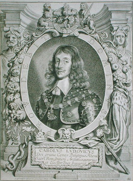 Charles Louis (1617-80) kurfiřt Palatina, z „Portraits des Hommes Illustres“, ryl Petrus de Iode, publikoval 1706 (rytina) od Anselmus van (after) Hulle