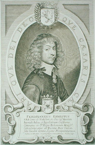 Ferdinand Ernst, hrabě Valdštejn, z „Portraits des Hommes Illustres“, ryl Petrus de Iode, vydáno 1706 (rytina) od Anselmus van (after) Hulle