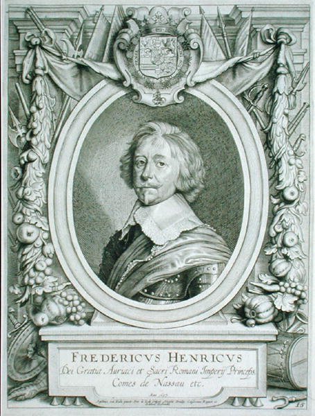 Frederick Henry (1584-1647) hrabě z Nassau-Dillenburg, z „Portraits des Hommes Illustres“, vydáno 1706 (rytina) od Anselmus van (after) Hulle