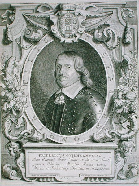 Frederick William, saský kurfiřt, z „Portraits des Hommes Illustres“, rytý Petrus de Iode, vydáno 1706 (rytina) od Anselmus van (after) Hulle