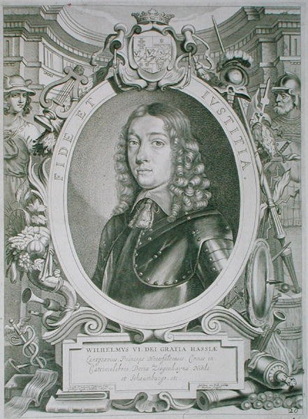 William VI (1629-63) Landgrave of Hesse-Cassel, z „Portraits des Hommes Illustres“, ryl T. Matham, vydáno 1706 (rytina) od Anselmus van (after) Hulle