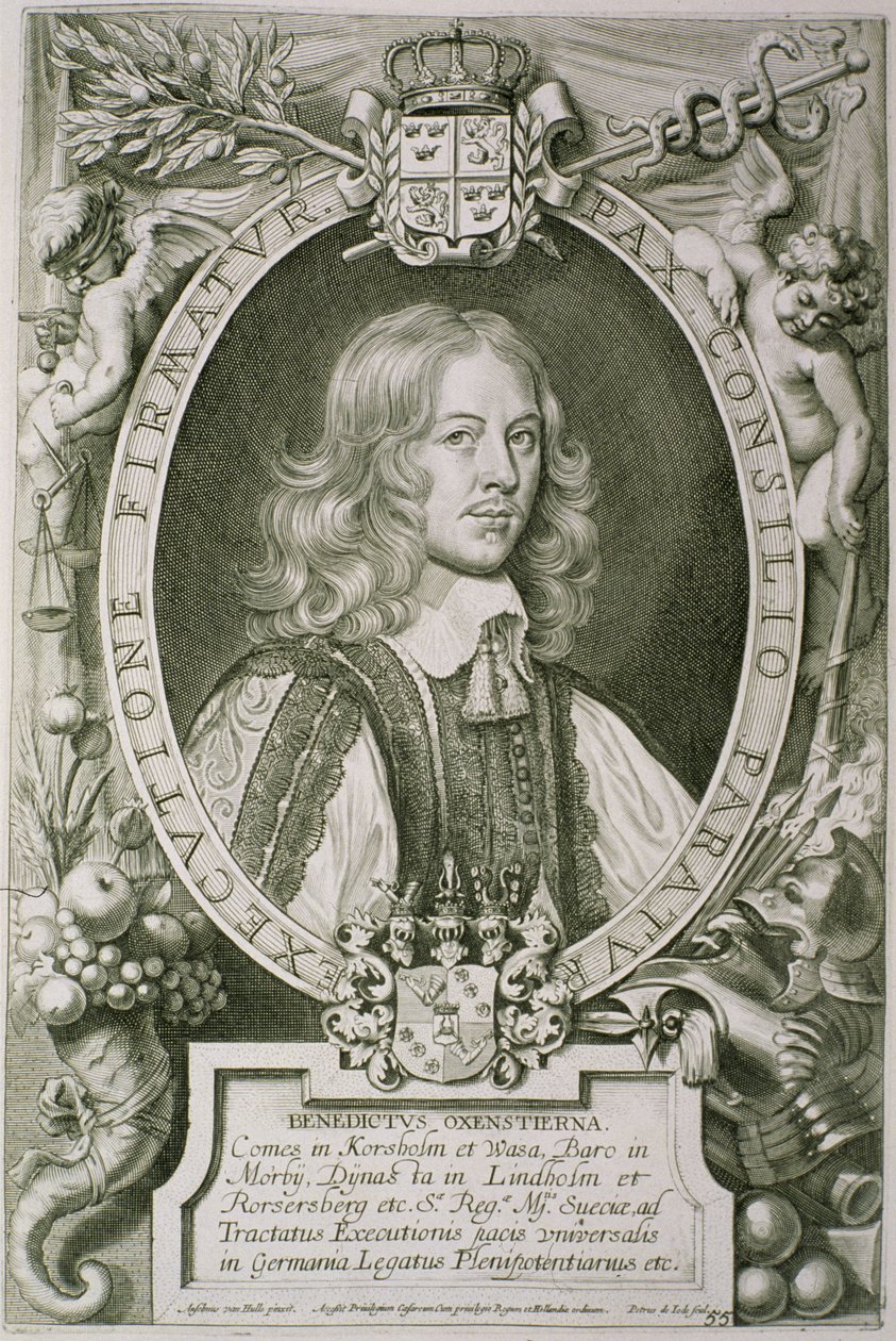 Bengt Gabrielsson Oxenstierna (1623-1702) z knihy "Portraits des Hommes Illustres", vyryl Petrus de Iode, vydáno 1706 od Anselmus van Hulle