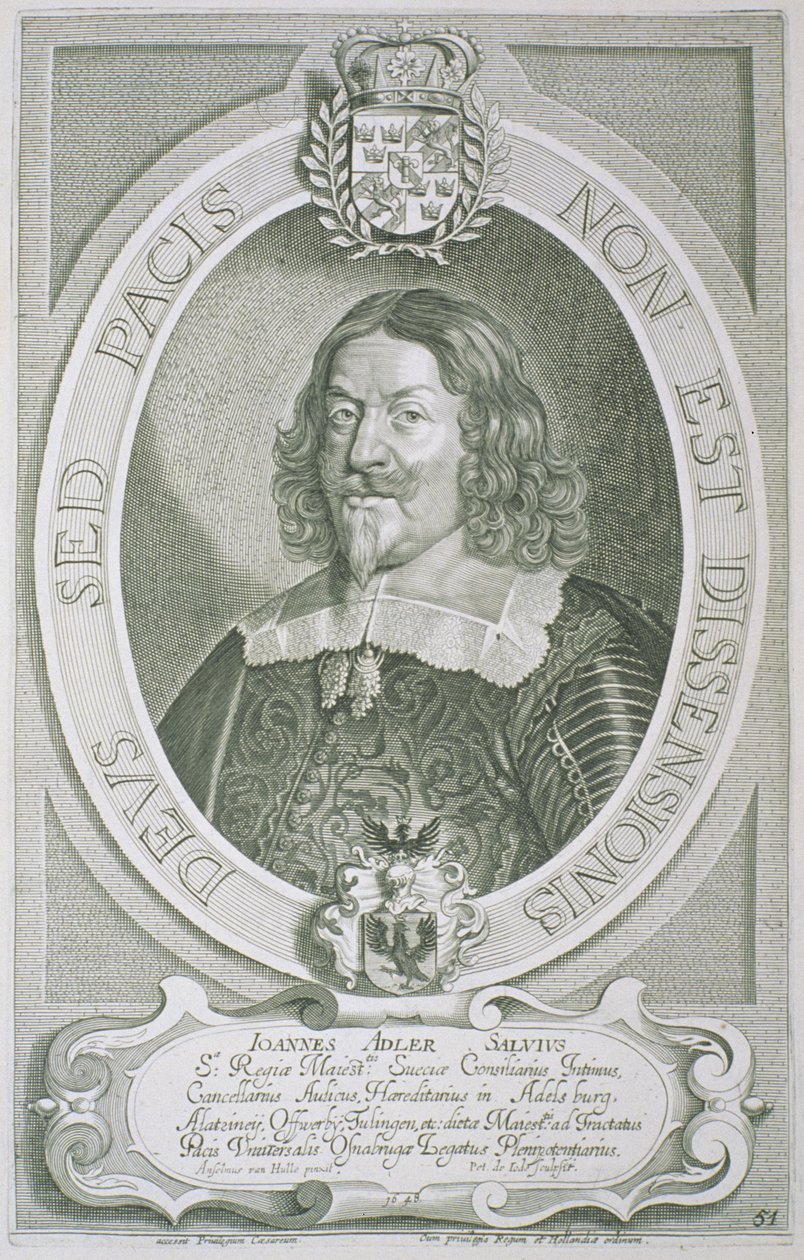 Johann Adler Salvius (1590-1652) z knihy "Portraits des Hommes Illustres", vyryl Petrus de Iode, vydáno 1706. od Anselmus van Hulle