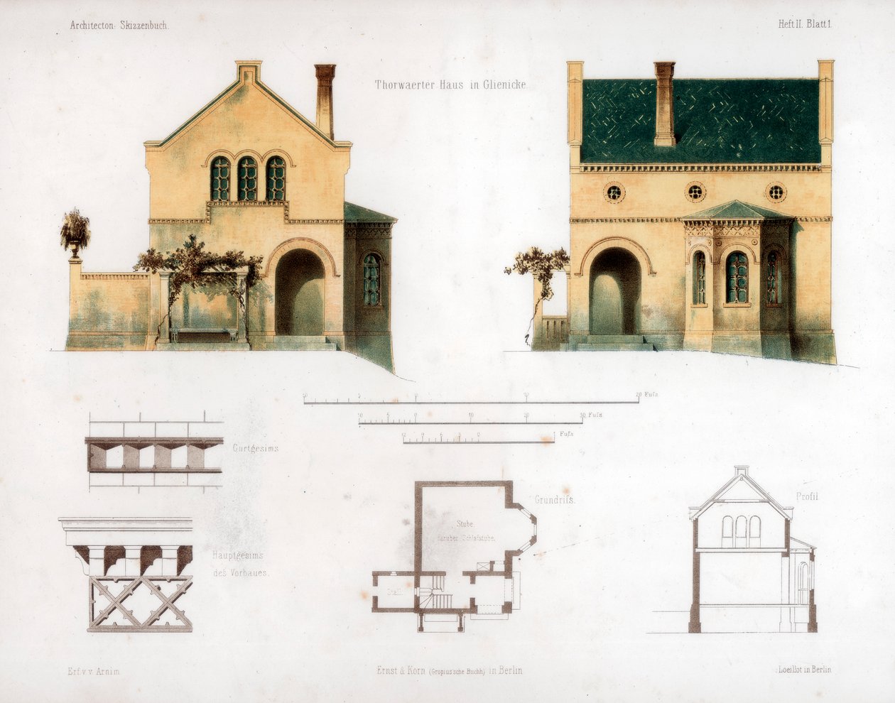 Design pro dům v Glienicke, Německo, c1850. od Anst von W Loeillot