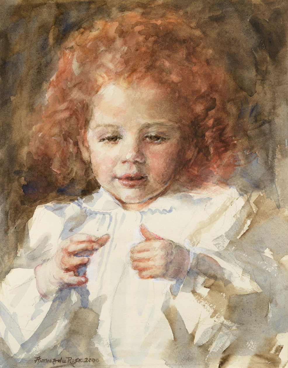 Little Girl Counting, 2000 (akvarel) od Anthea Durose