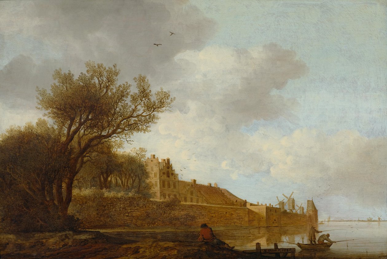 Ústí řeky s rybáři před městem od Anthonie Jansz. van der Croos  