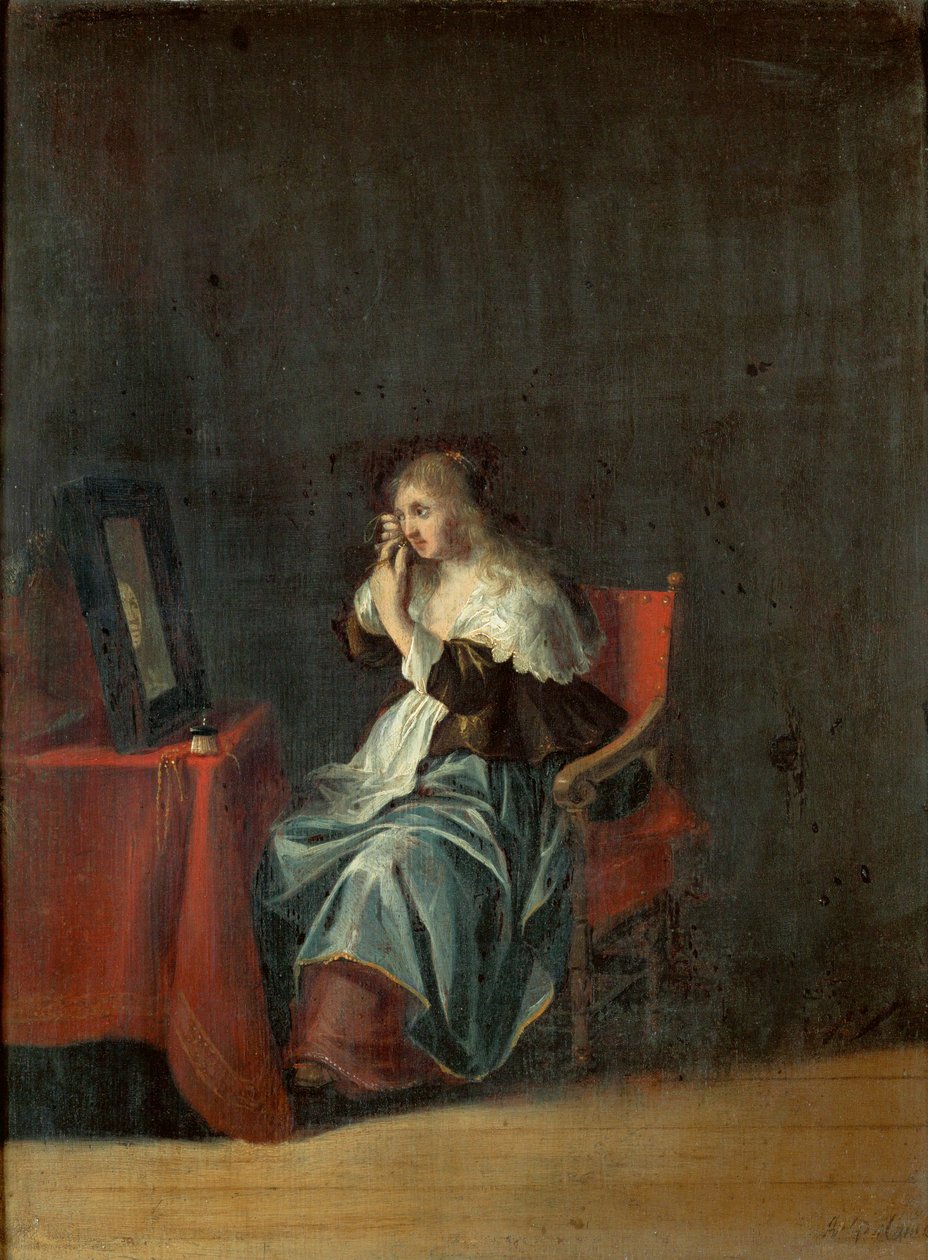 Pět smyslů: zrak (malba na dřevo) od Anthonie (1601-73) Palamedesz