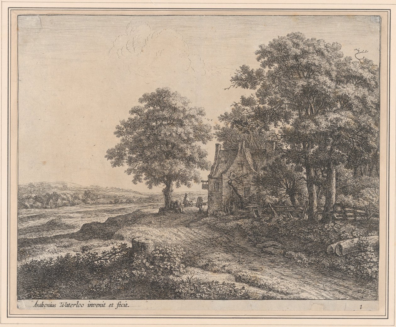 Velká lípa před hostincem, 17. století. od Anthonie Waterloo