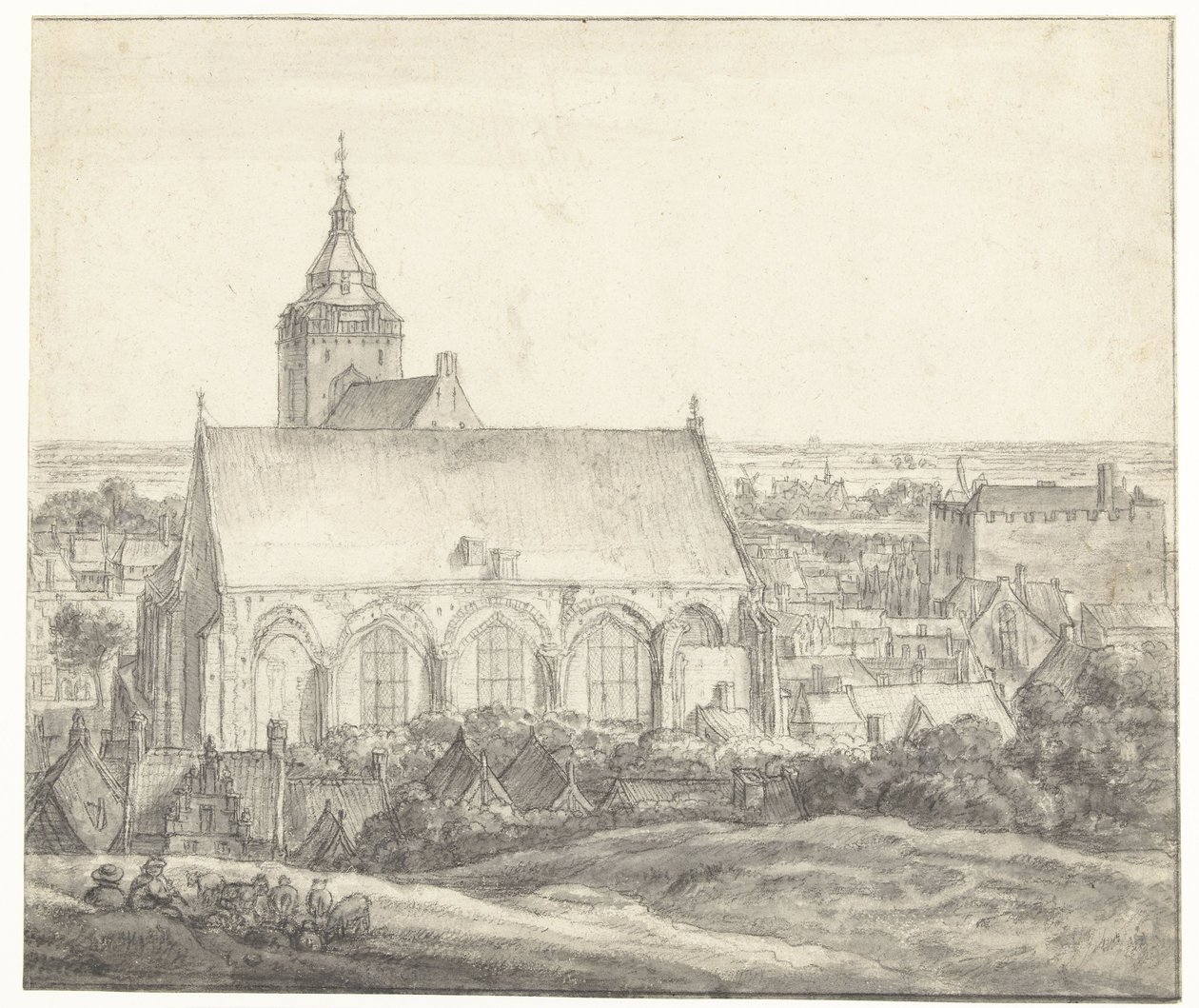 Kostel Buurkerk v Utrechtu od Anthonie Waterloo