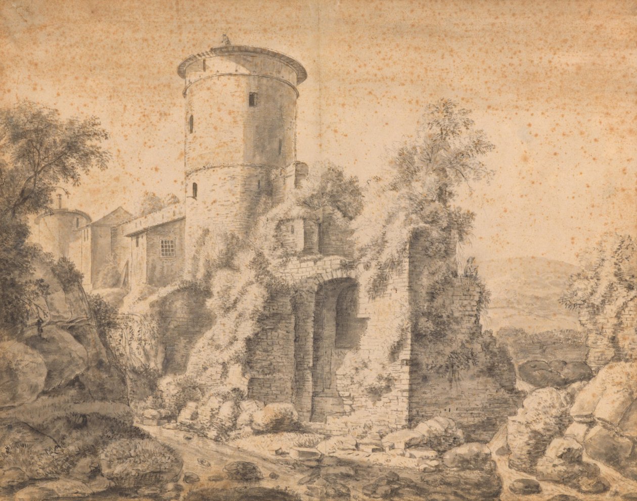 Zřícenina s kulatou věží od Anthonie Waterloo