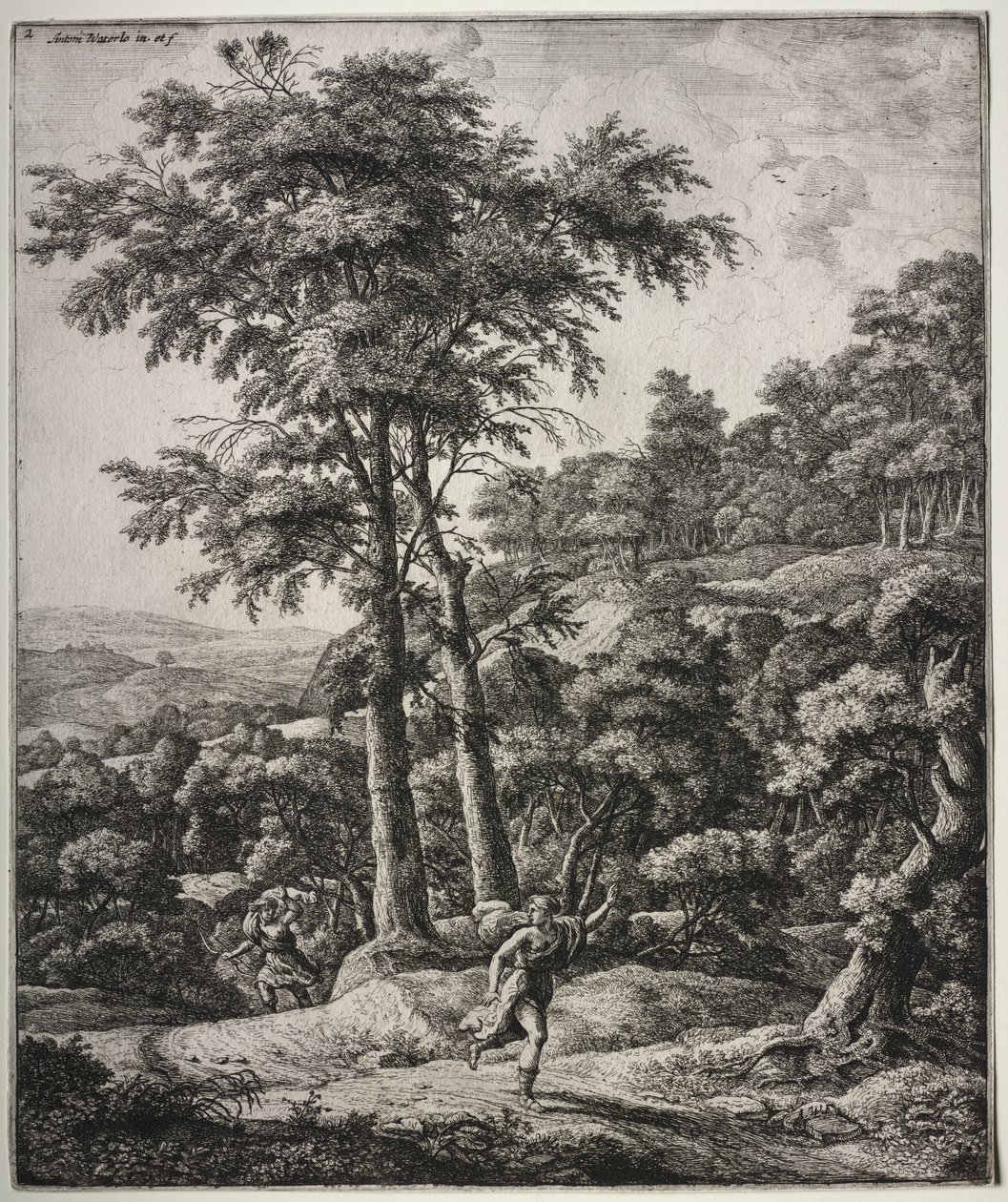 Šest velkých vzpřímených krajin s výjevy z Ovidiových Metamorfóz: Apollo a Daphne od Anthonie Waterloo