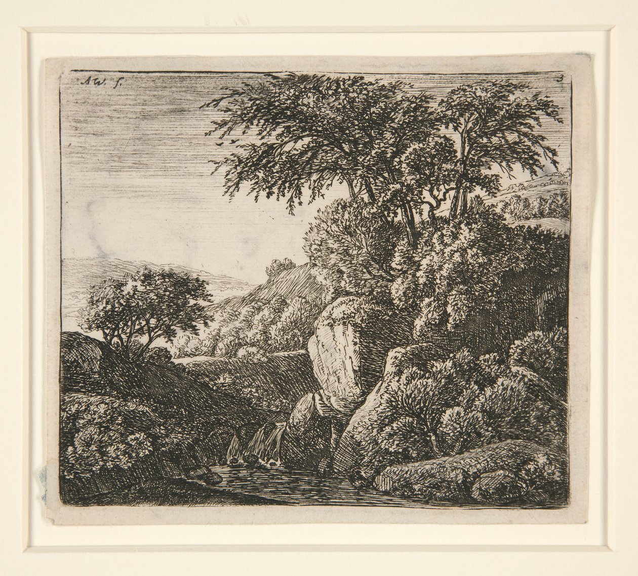 Malý vodopád, ze souboru 4 leptů, B. 3-6 od Anthonie Waterloo